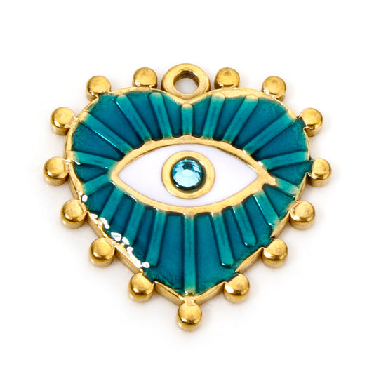 Charms Coeur émail bleu turquoise