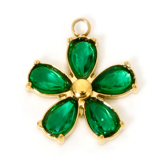 Charms Fleur strass vert