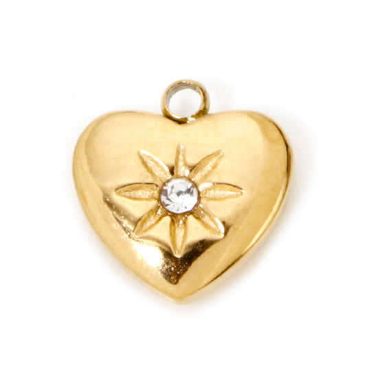 Charms Coeur Bombé Strass Blanc