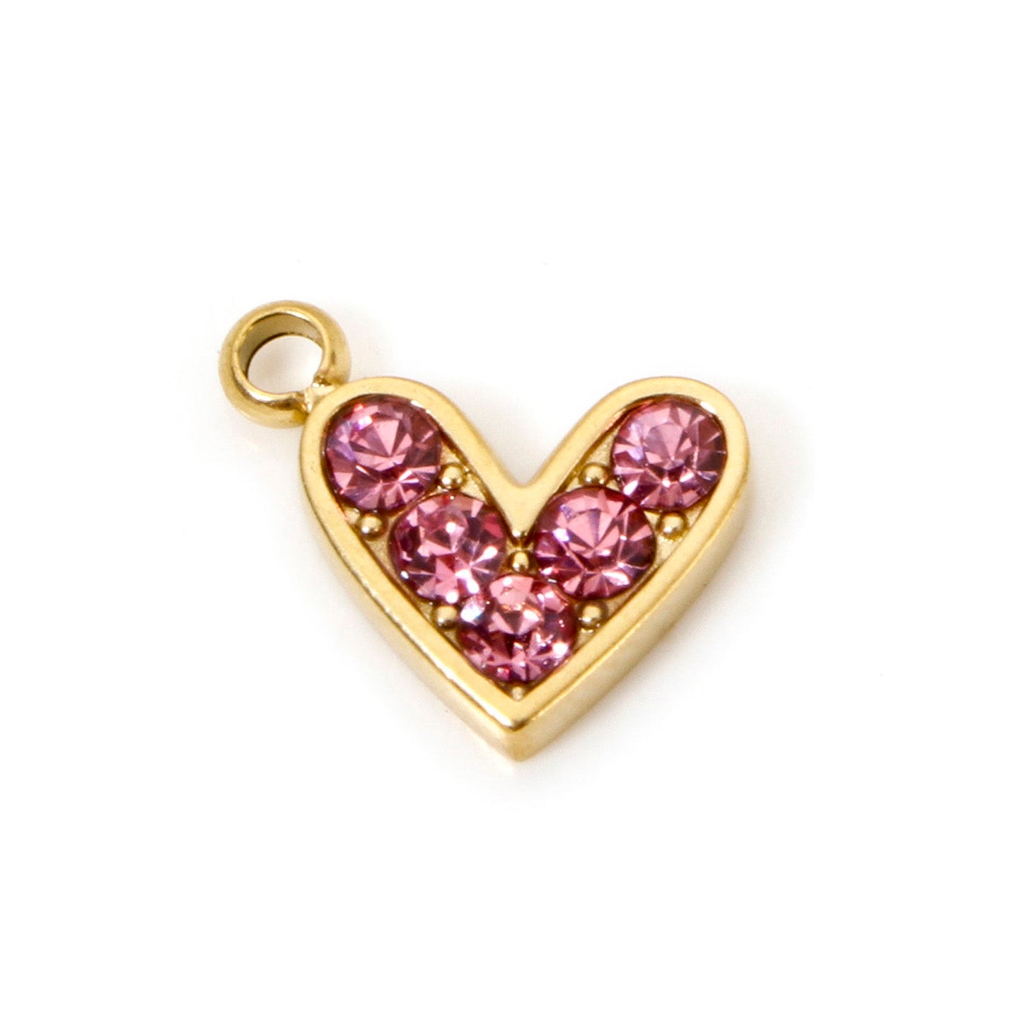 Charms Coeur Strass Rose