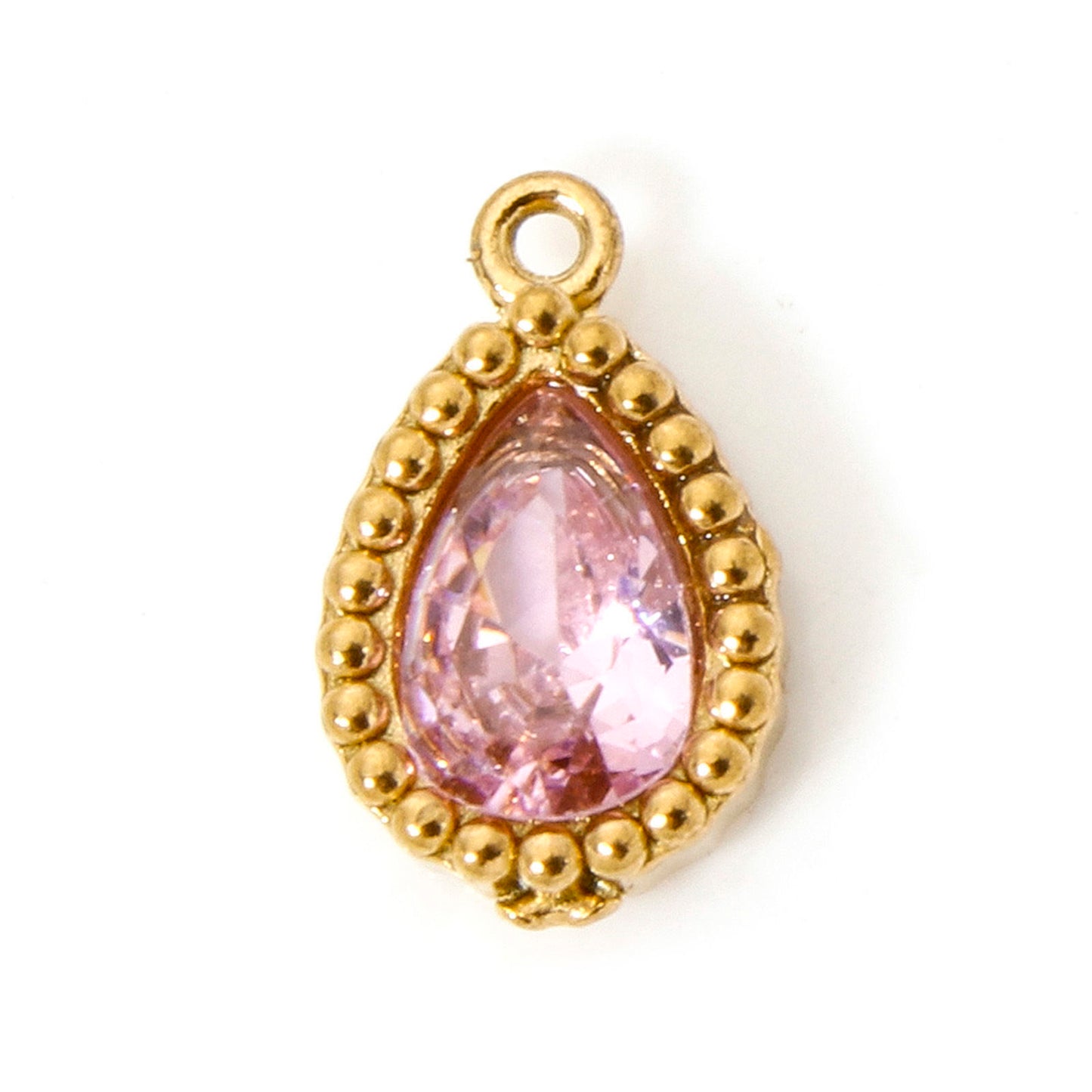 Charms Strass Goutte Rose