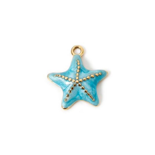 Charms Etoile de mer émail Bleu Clair