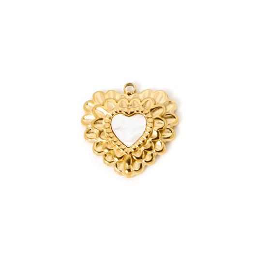 Charms Coeur décoré - Nacre