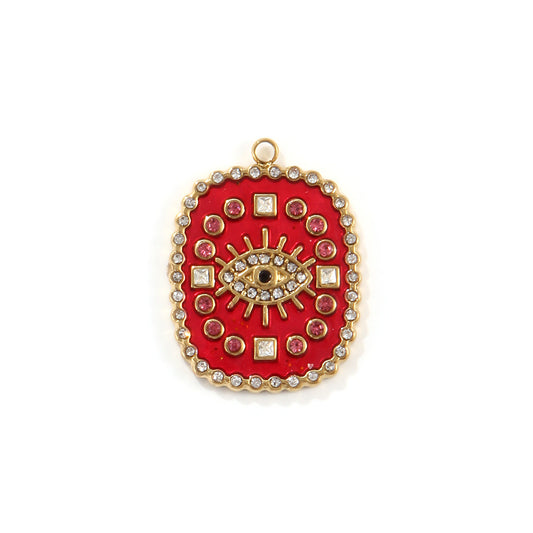 Charms Médaille Oeil émail rouge