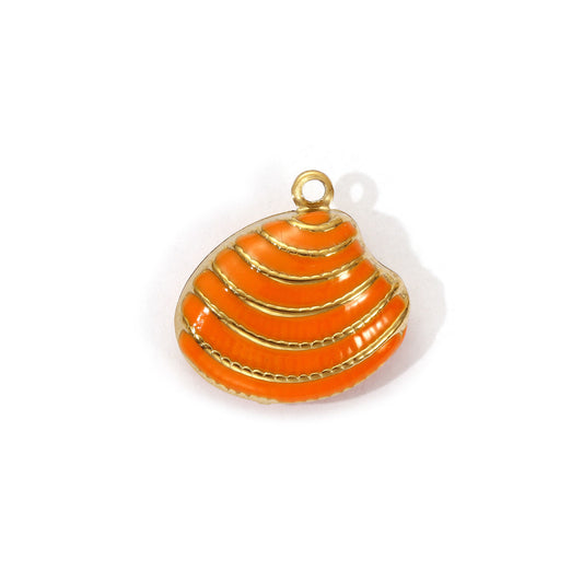 Charms Coquillage Palourde - Email Orange