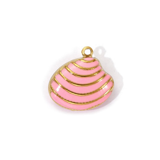 Charms Coquillage Palourde - Email Rose