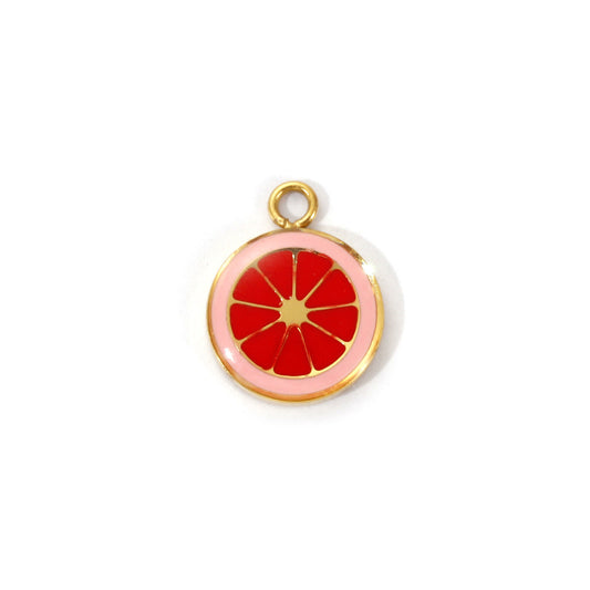 Charms Rondelle Pamplemousse Orange - Email Rouge