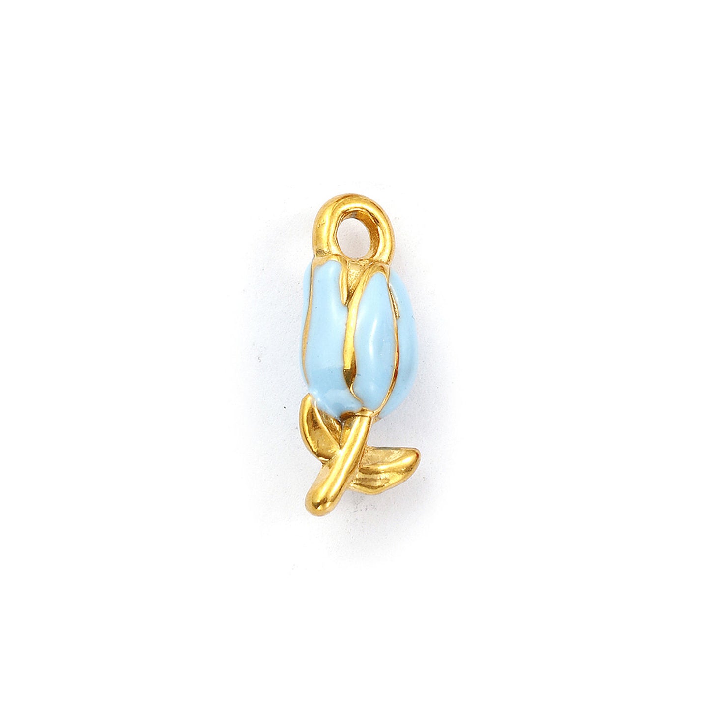 Charms Fleur Tulipe - Email Bleu