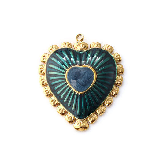 Charms Coeur Ex Voto émail Bleu