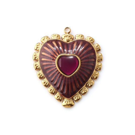 Charms Coeur Ex Voto émail Bordeaux