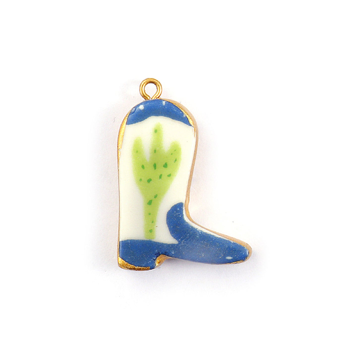 Charms Santiag Blanc Bleu Cactus Vert