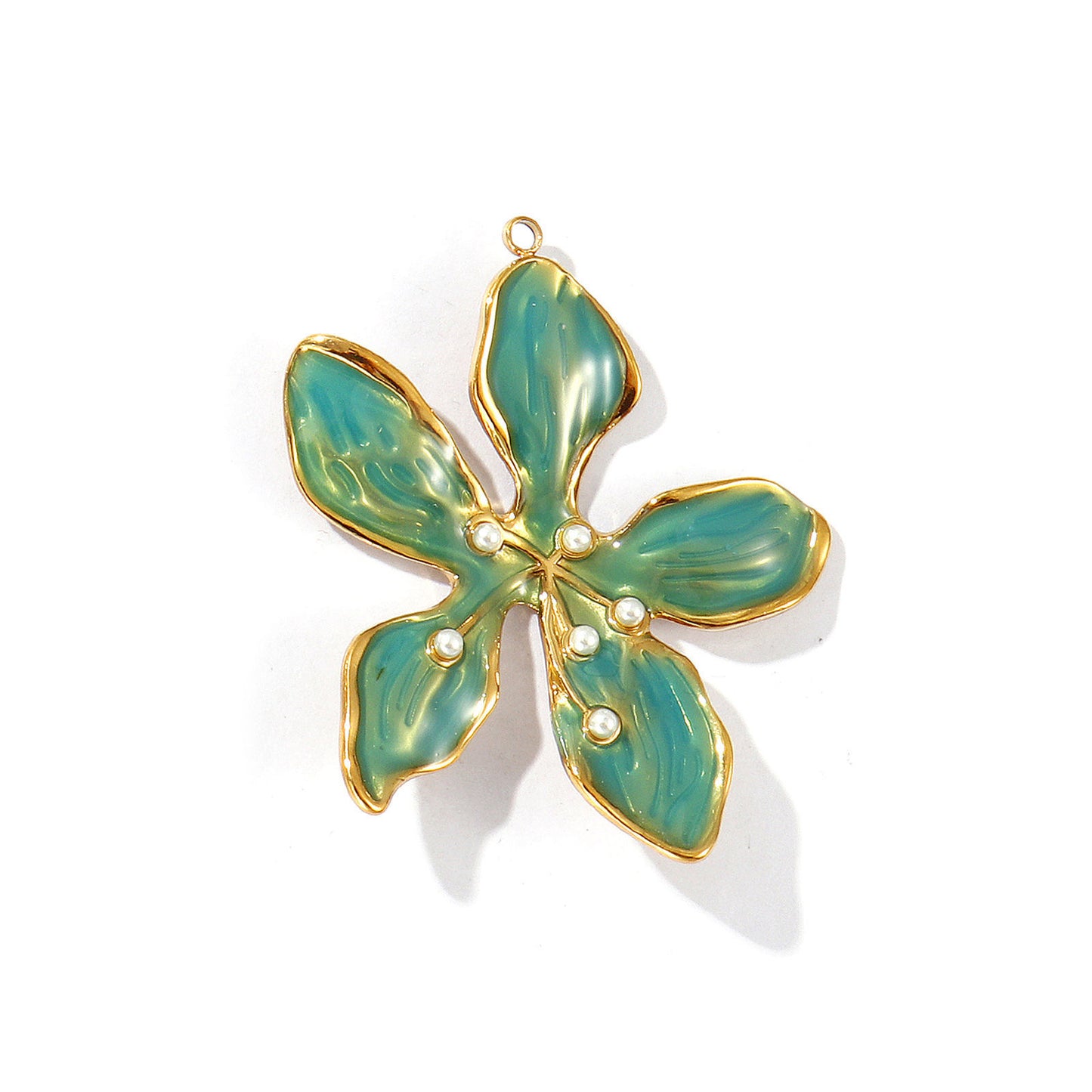 Charms Fleur Exotique - Email Bleu Turquoise Vert