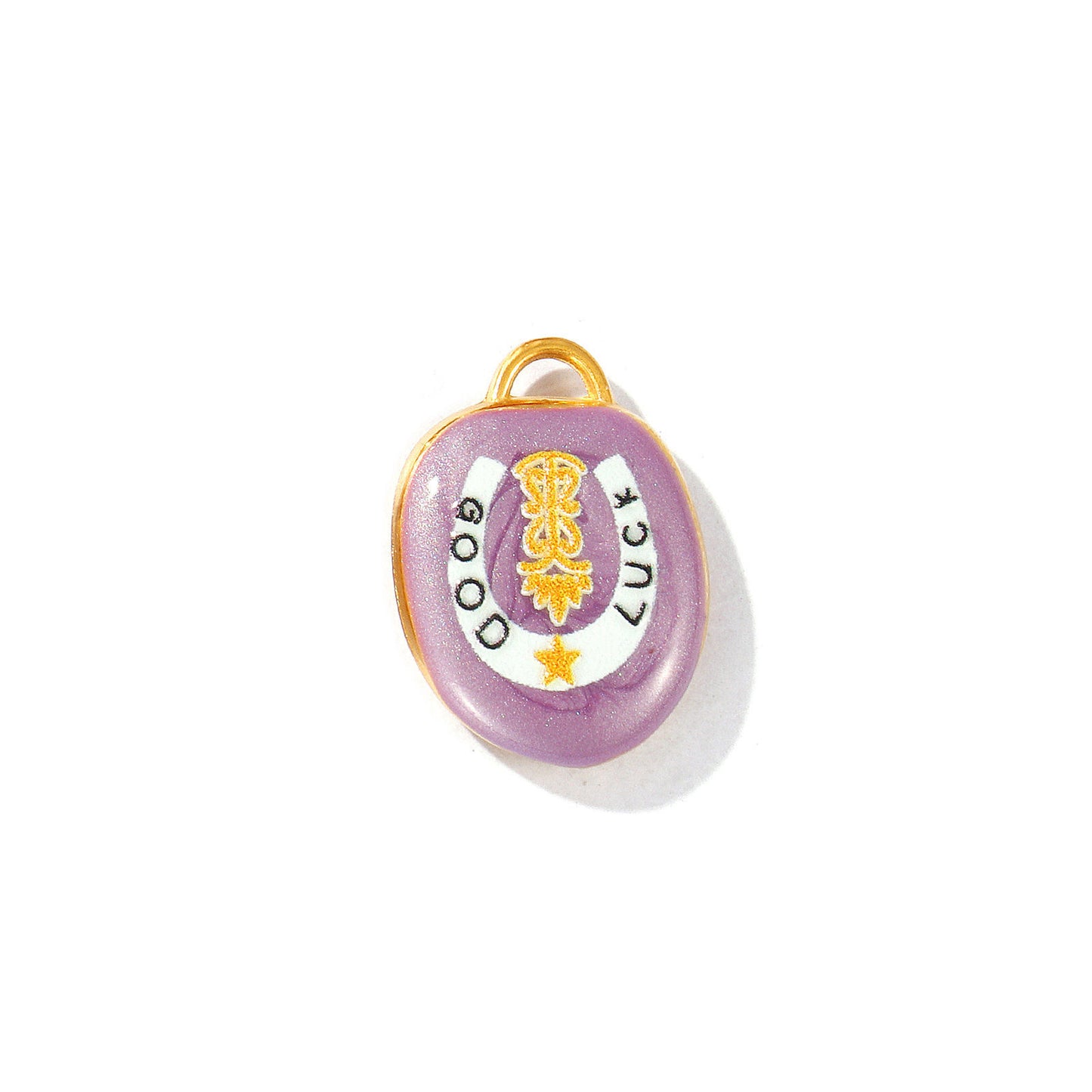 Charms Médaille Chance Good Luck Ovale Fer cheval - Violet
