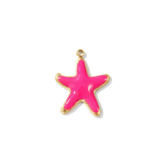 Charms Etoile de mer - Email rose