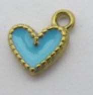 Charms Coeur émail bleu clair