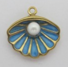 Charms Coquillage perle émail Bleu