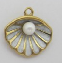 Charms Coquillage perle émail Blanc