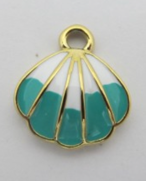 Charms Coquillage Coquille Saint Jacques émail bleu & blanc