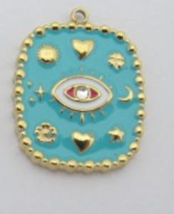 Charms Médaille Oeil émail Bleu