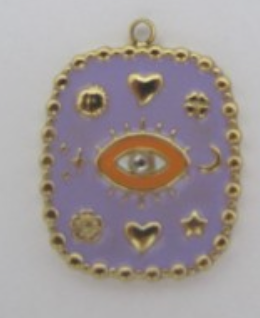 Charms Médaille Oeil émail Violet