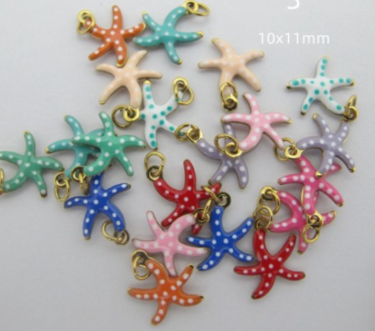 Charms Etoile de mer émail multicolore