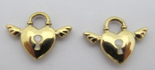 Charms Coeur cadenas aile émail blanc