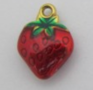 Charms Fraise émail rouge & vert