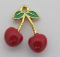 Charms Cerise émail rouge & vert