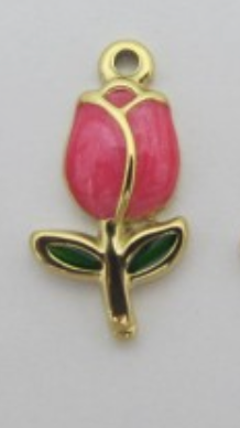 Charms Fleur Tulipe émail rose