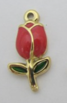 Charms Fleur Tulipe émail rouge