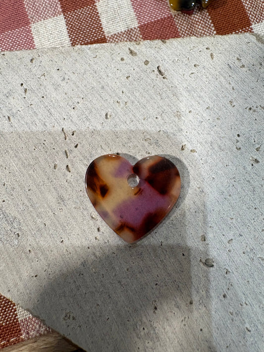 Charms Coeur Résine Rose