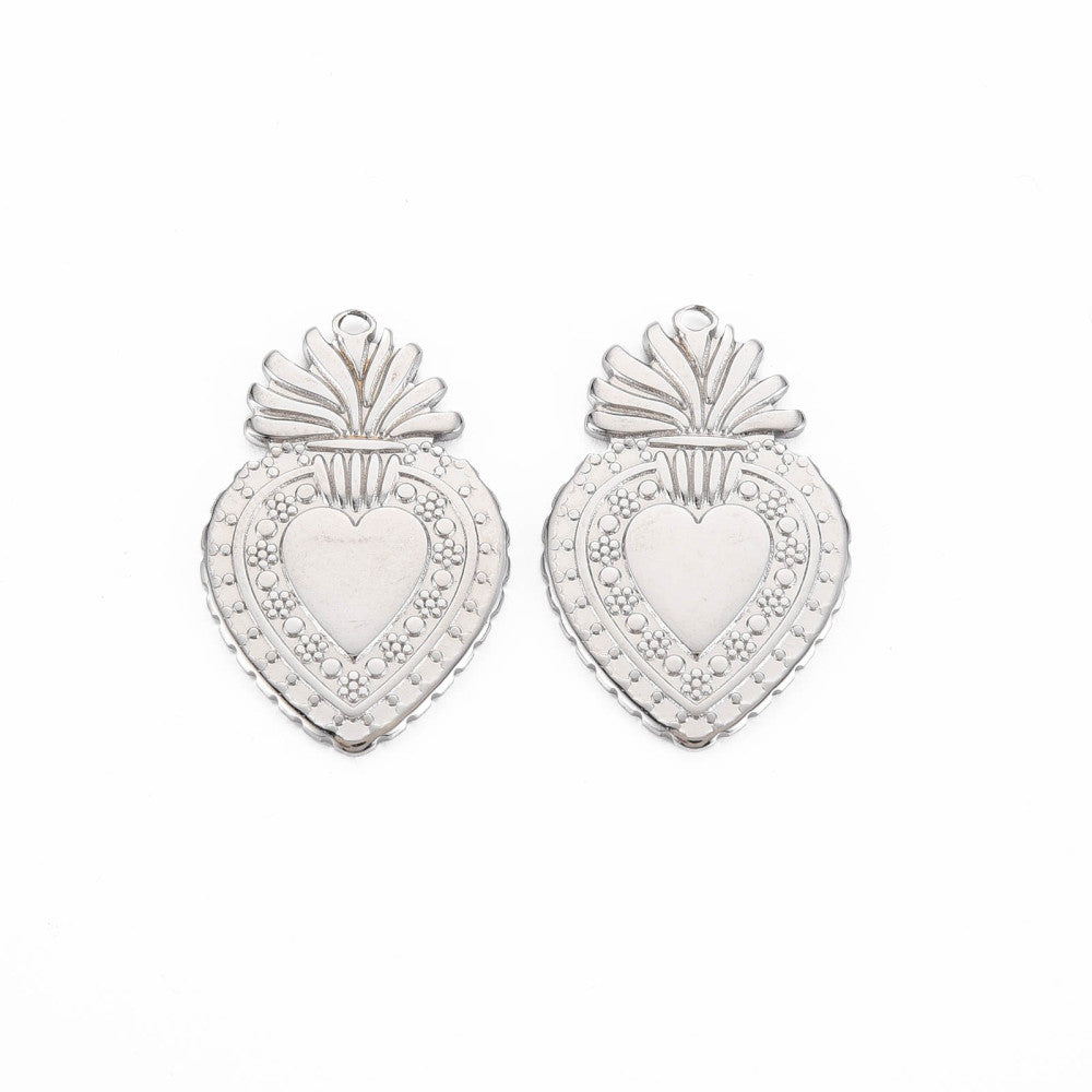 Charms Coeur Ex voto - Grand - Argent