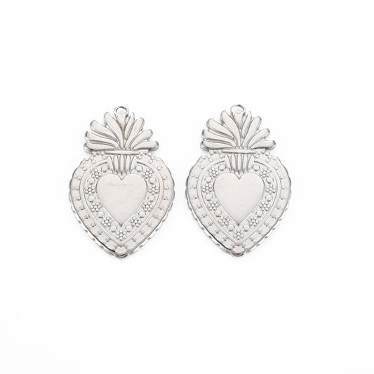 Charms Coeur Ex voto - Grand - Argent