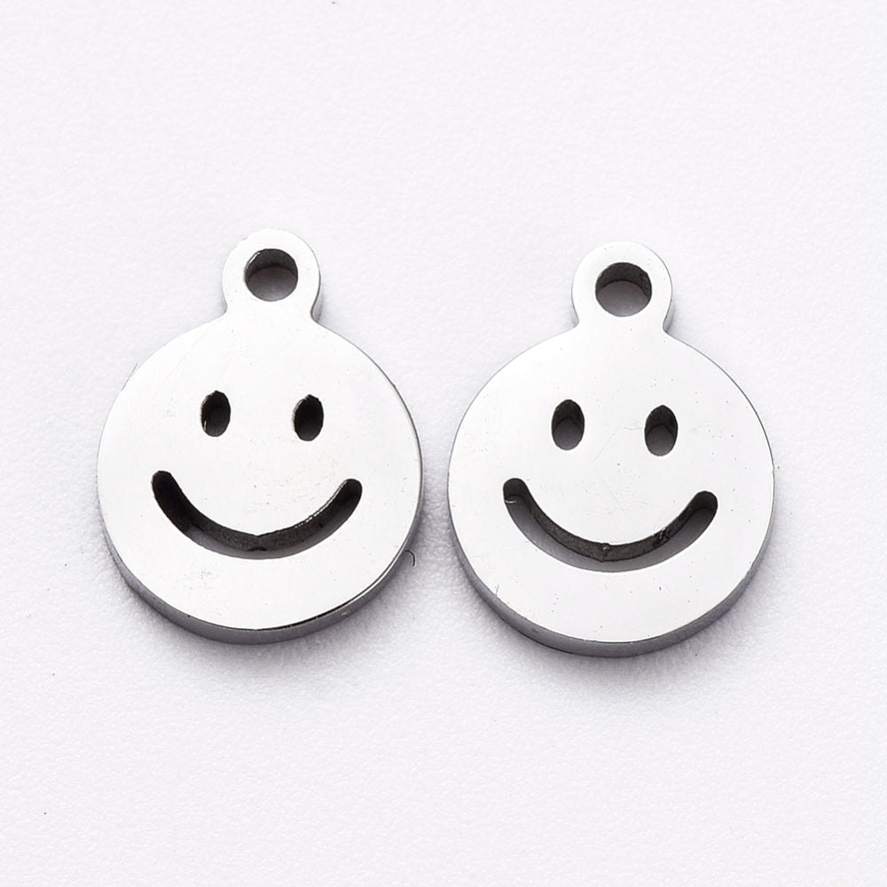 Charms médaille smiley - Argent