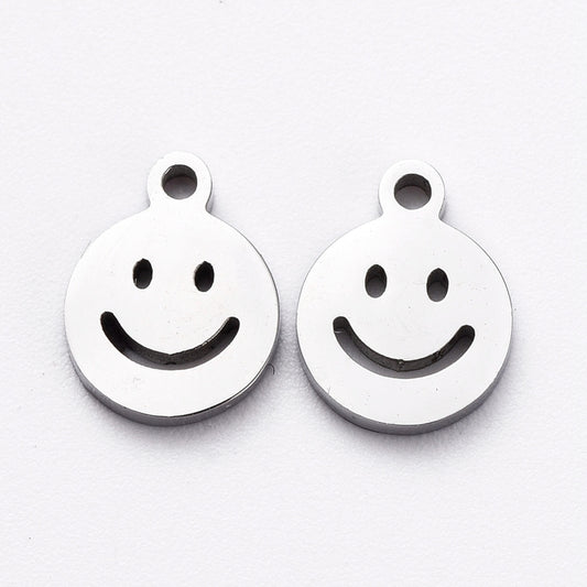 Charms médaille smiley - Argent