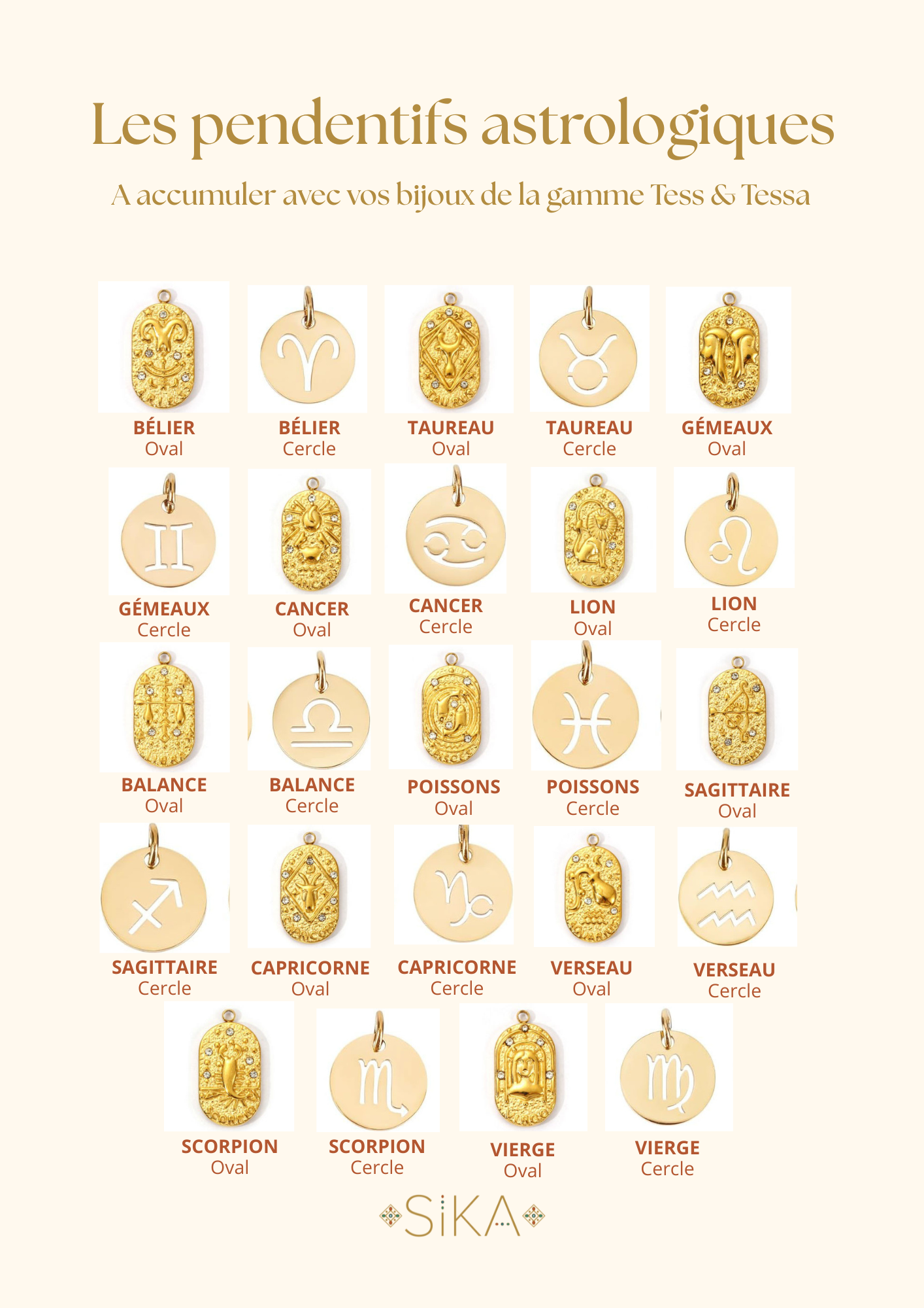Les pendentifs - Signes astrologiques - Personnalisez votre bijou
