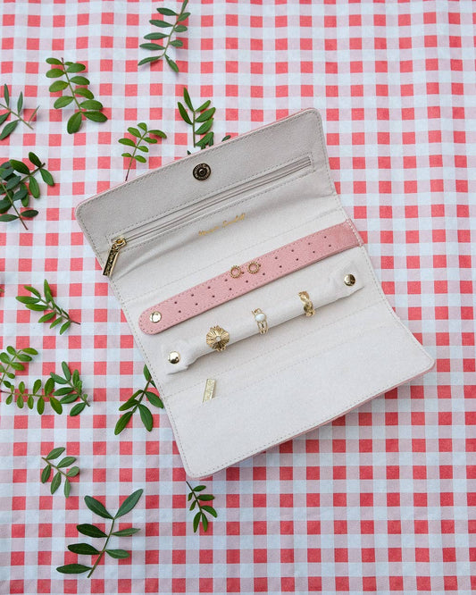 Pochette à bijoux Catherine - Velours Rose
