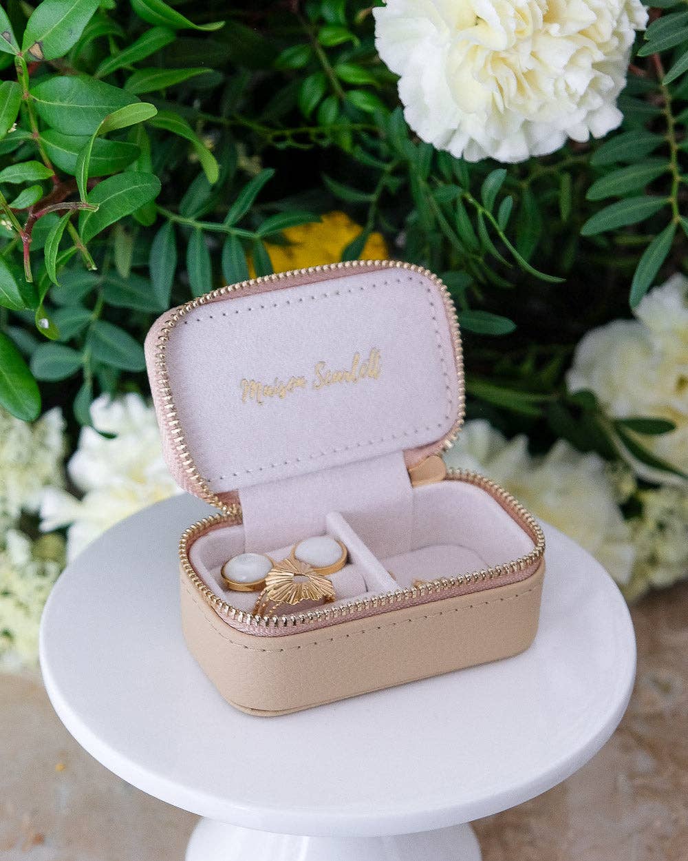 Boîte à bijoux Marie - Effet cuir Beige