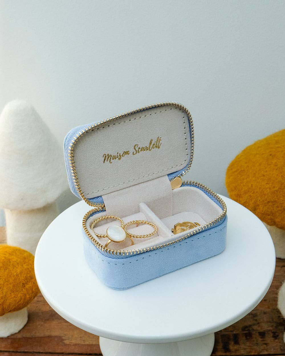 Boîte à bijoux Marie - Velours Bleu ciel
