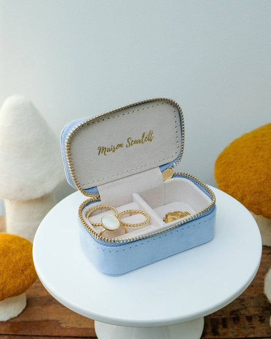 Boîte à bijoux Marie - Velours Bleu ciel