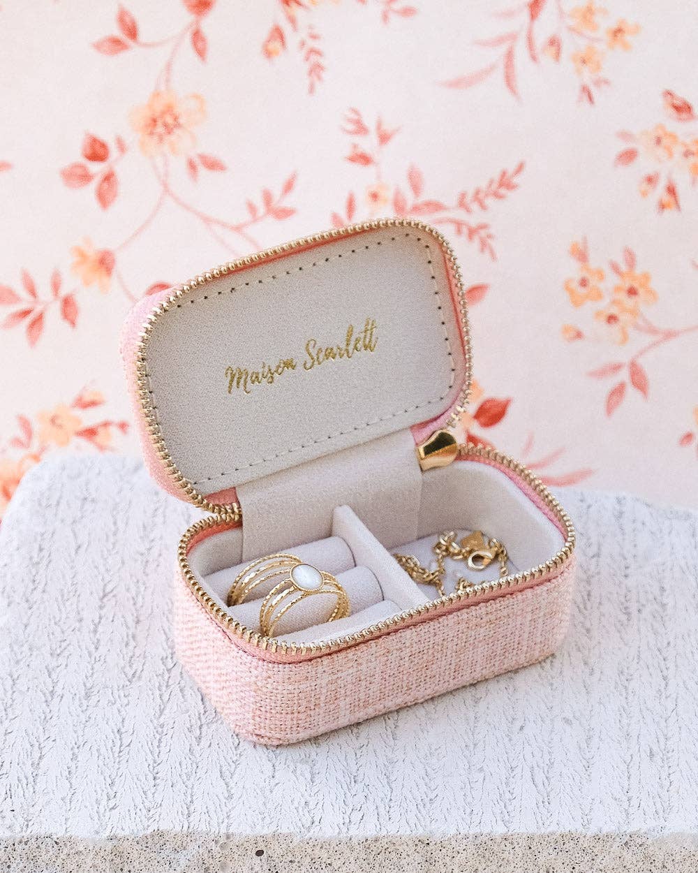 Boîte à bijoux Marie - Effet lin Beige