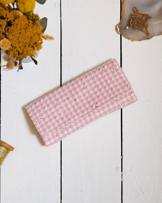 Pochette à bijoux Catherine - Pied de poule Rose