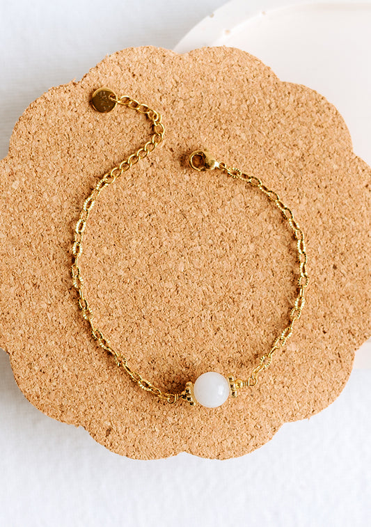 Bracelet Osiris - Jade teintée blanche