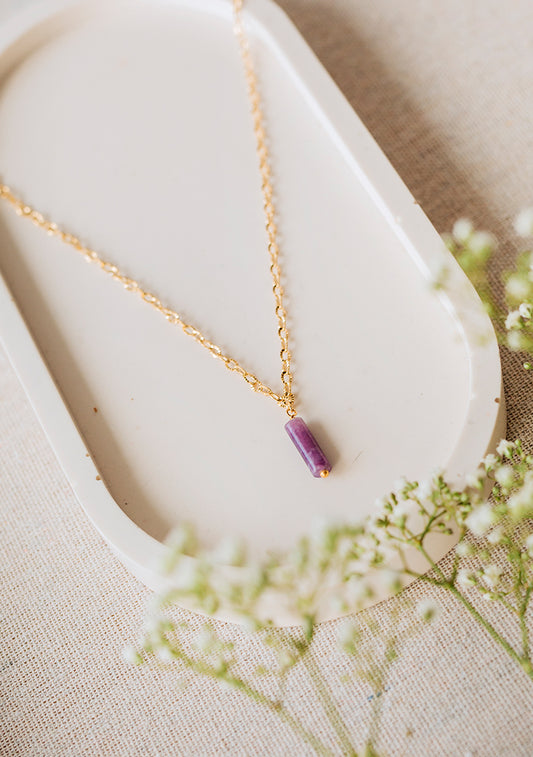 Collier Isa - Lépidolite violette