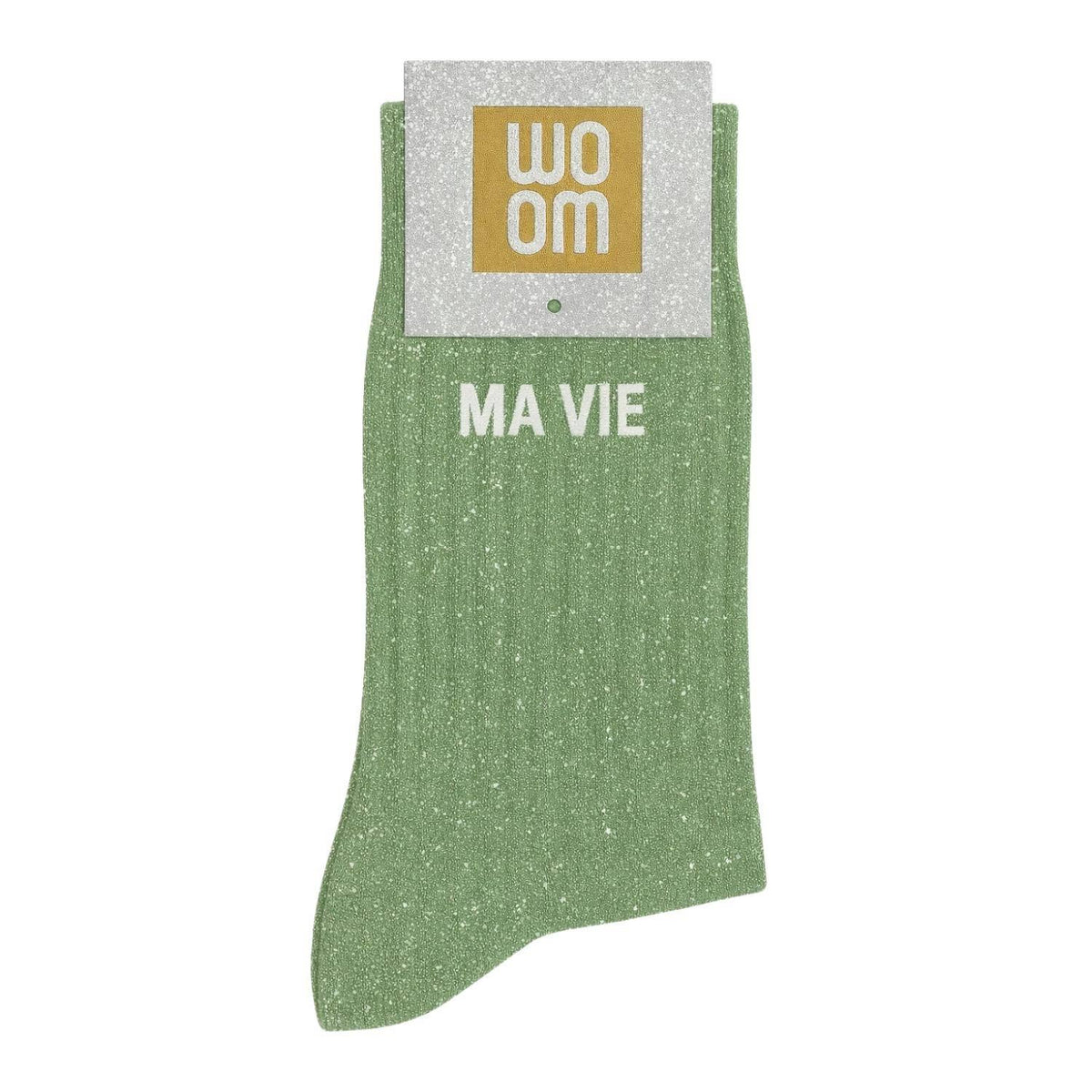 Chaussettes à Paillettes à Message "Ma Vie" Vert Amande