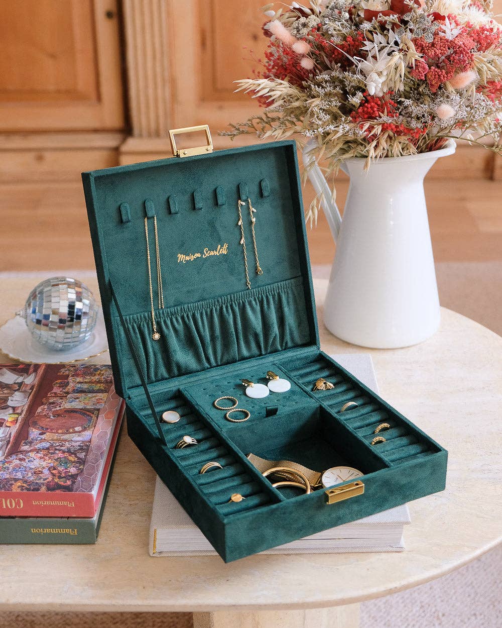 Boîte à bijoux Anne - Velours Vert