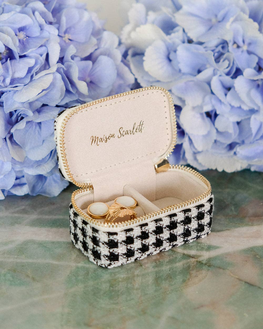 Boîte à bijoux Marie - Pied de poule Noir