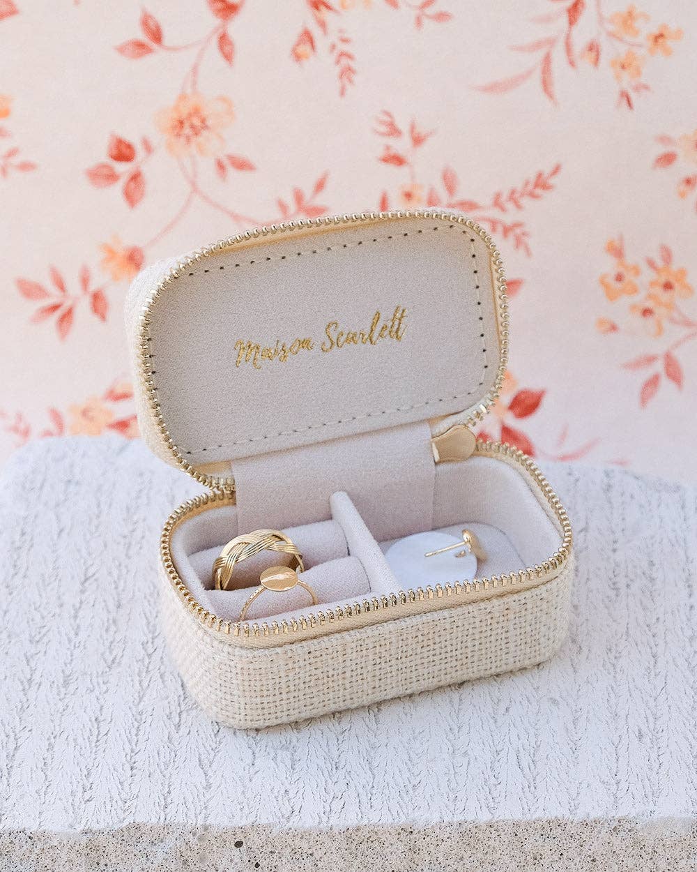 Boîte à bijoux Marie - Effet lin Beige