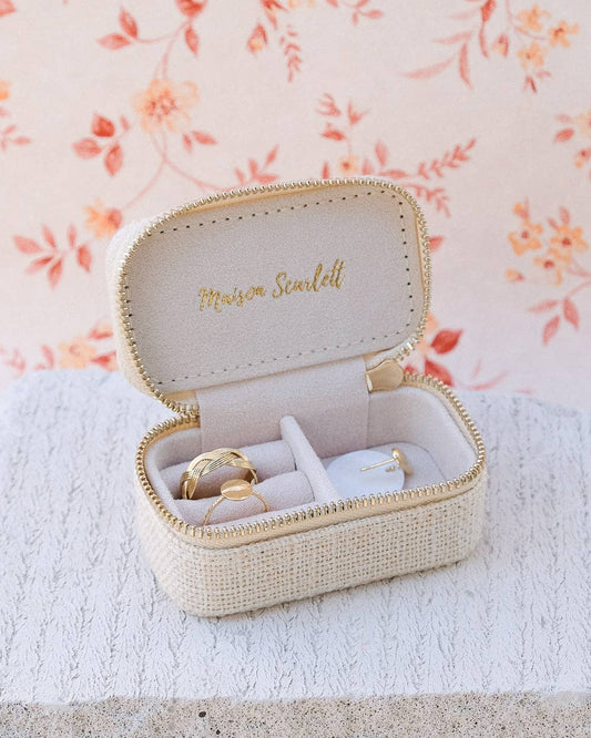 Boîte à bijoux Marie - Effet lin Beige