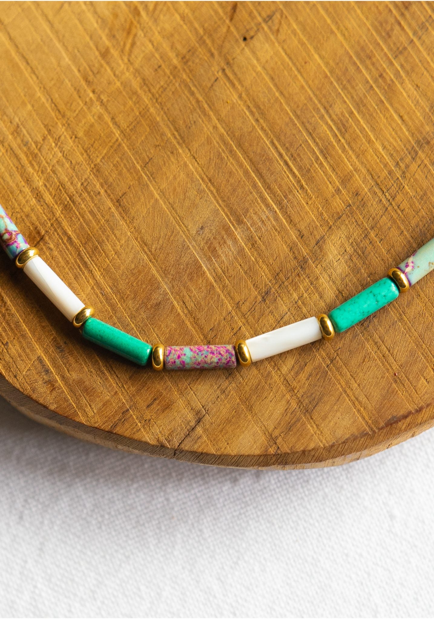 Collier Maya court - Multi-pierres couleurs pastel